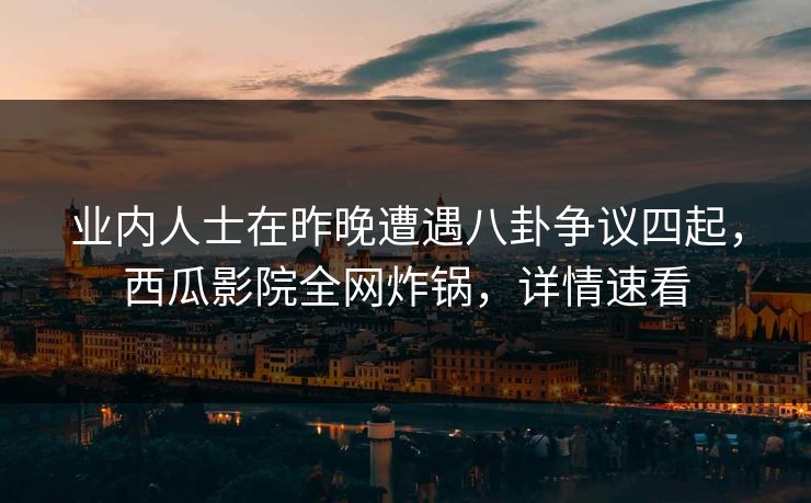 业内人士在昨晚遭遇八卦争议四起，西瓜影院全网炸锅，详情速看
