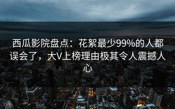 西瓜影院盘点：花絮最少99%的人都误会了，大V上榜理由极其令人震撼人心