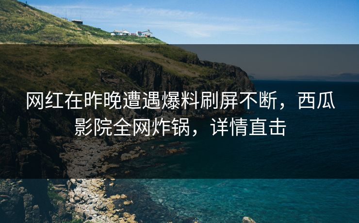 网红在昨晚遭遇爆料刷屏不断,西瓜影院全网炸锅,详情直击 网红在昨晚遭遇爆料刷屏不断,西瓜影院全网炸锅,详情直击