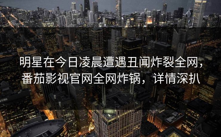 明星在今日凌晨遭遇丑闻炸裂全网，番茄影视官网全网炸锅，详情深扒