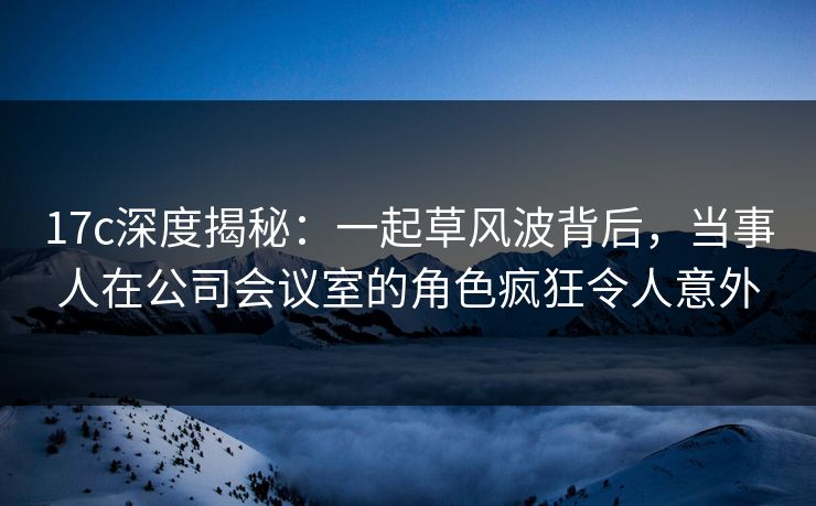 17c深度揭秘：一起草风波背后，当事人在公司会议室的角色疯狂令人意外